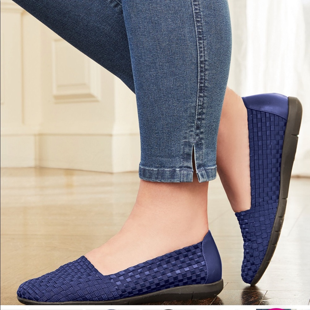 Comfort View woven The Bethany flat size 8.5 navy blue